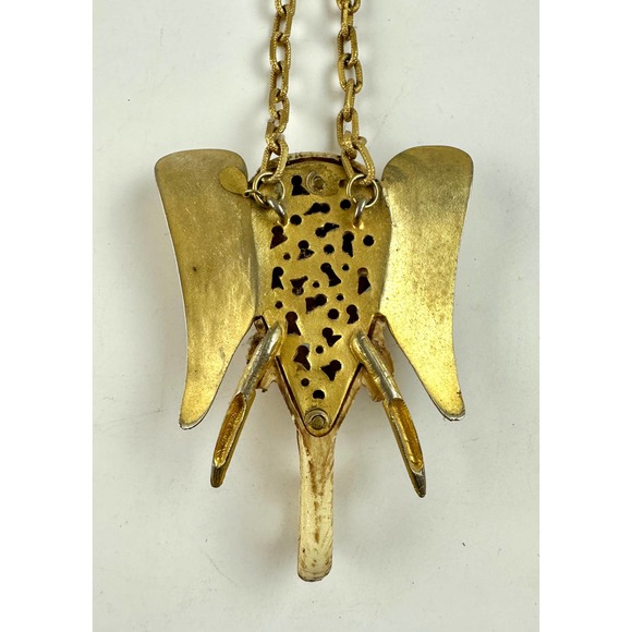 Vintage 1970's Luca Razza Elephant Necklace Oversized Statement Estate Piece - Picture 4 of 11